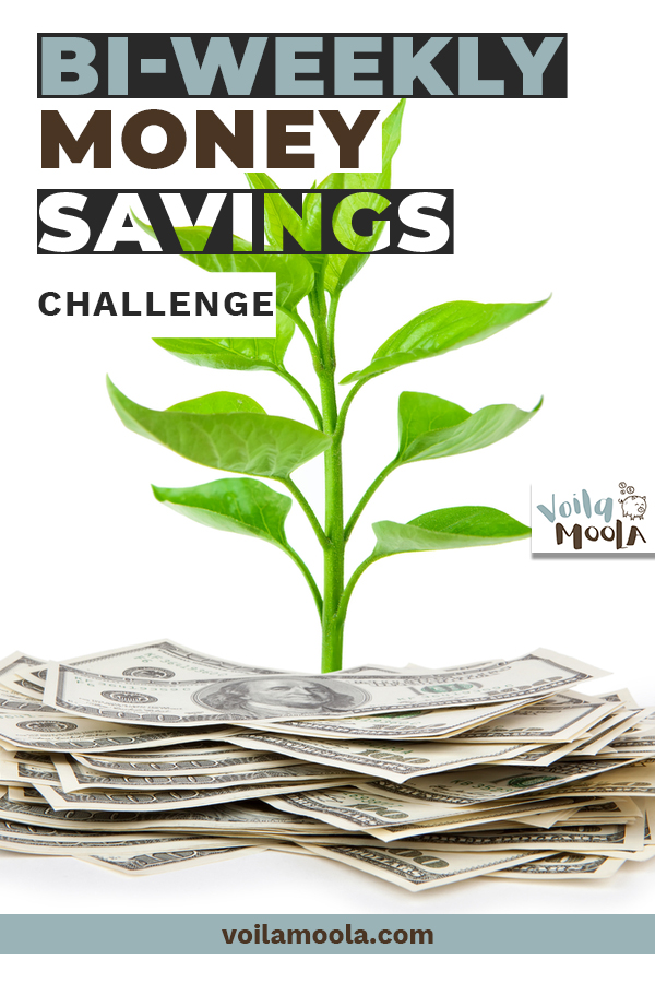 Save more money with the bi-weekly money savings challenge. Are you paid bi-weekly? This is the perfect plan. It's never too late to start! #voilamoolablog #biweeklymoneysavingschallenge
